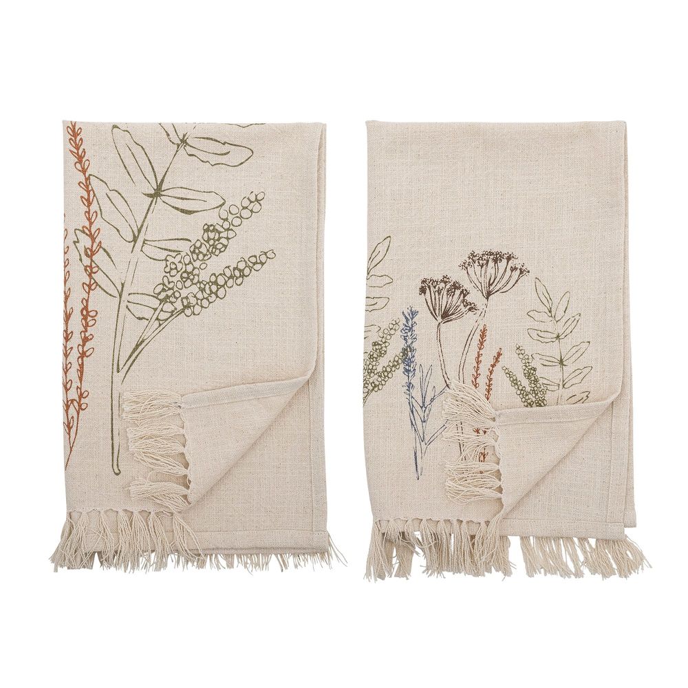 Brushes - Bea Kitchen Towel, Nature, Cotton Set of 2 - BLOOMINGVILLE
