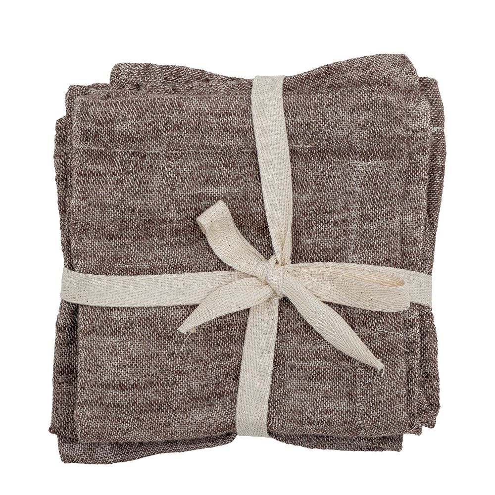 Napkins - Heika Napkin, Brown, Cotton Set of 4 - BLOOMINGVILLE MULTIBRAND HOUSE