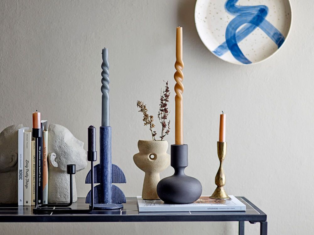 Candlesticks and candle holders - Bess Candle Holder, Blue, Polyresin - BLOOMINGVILLE MULTIBRAND HOUSE