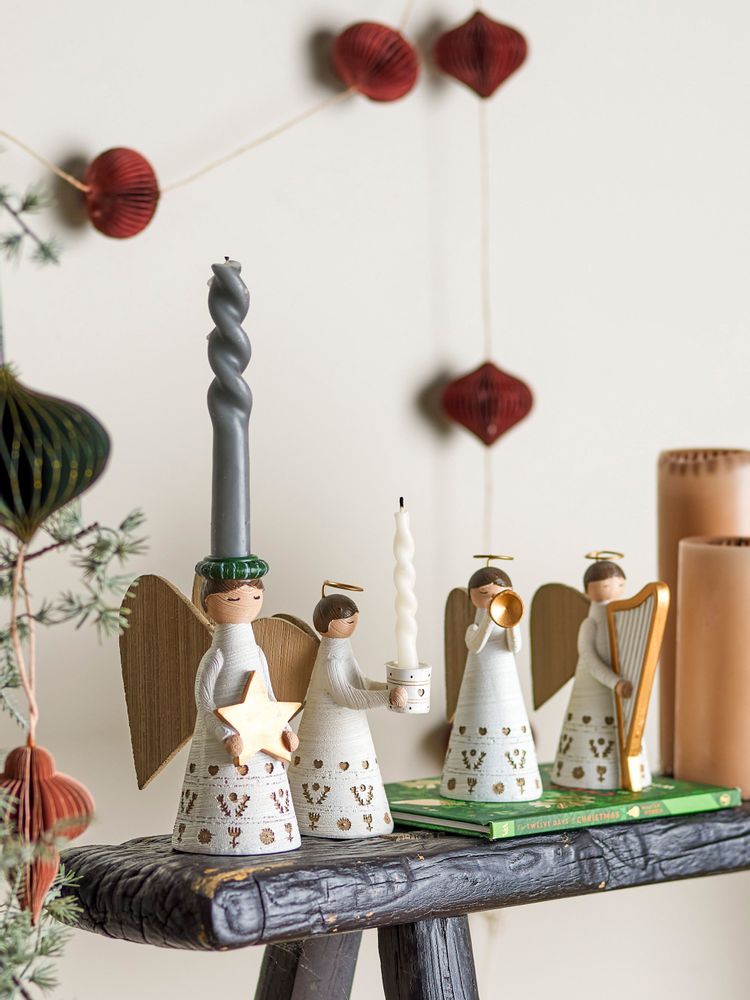 Bougeoirs et photophores  - Abba Bougeoir, Blanc, Polyrésine Set of 4 - BLOOMINGVILLE MULTIBRAND HOUSE