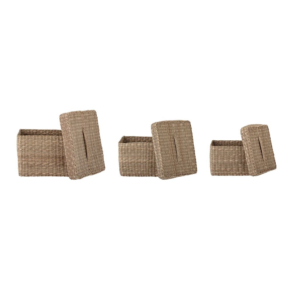 Paniers - Givan Panier avec couvercle, Nature, Herbier marin Set of 3 - BLOOMINGVILLE