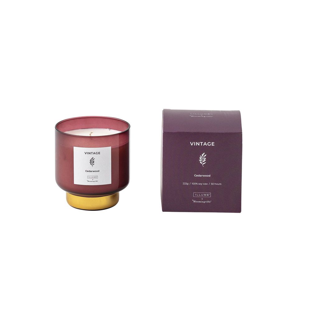 Candles - VINTAGE-Cedarwood Scent Candle, Purple, Wax - ILLUME X BLOOMINGVILLE