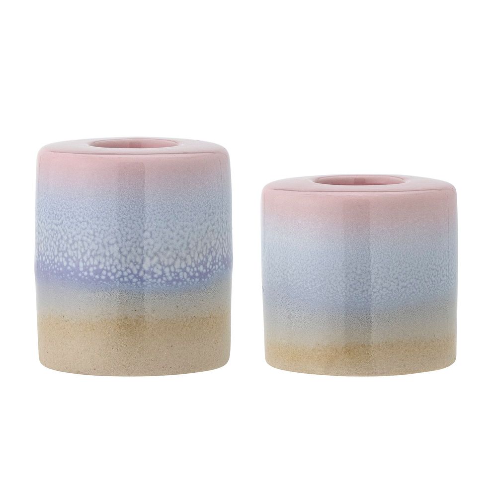 Bougeoirs et photophores - Safie Bougeoir, Rose, Grès Set of 2 - BLOOMINGVILLE MULTIBRAND HOUSE