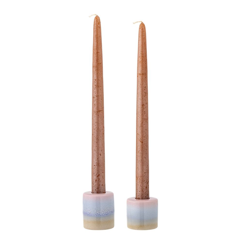 Bougeoirs et photophores - Safie Bougeoir, Rose, Grès Set of 2 - BLOOMINGVILLE MULTIBRAND HOUSE