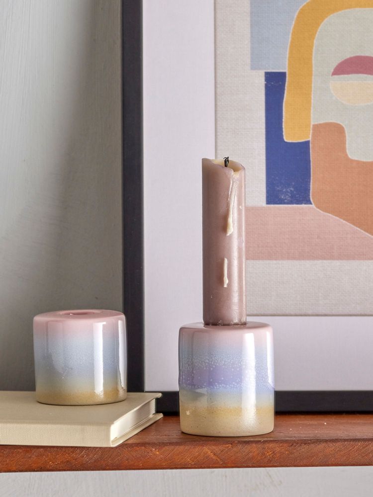 Bougeoirs et photophores - Safie Bougeoir, Rose, Grès Set of 2 - BLOOMINGVILLE MULTIBRAND HOUSE