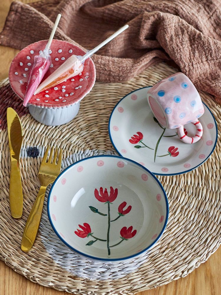 Assiettes au quotidien - Ninette Assiette, Rouge, Grès  - BLOOMINGVILLE MINI