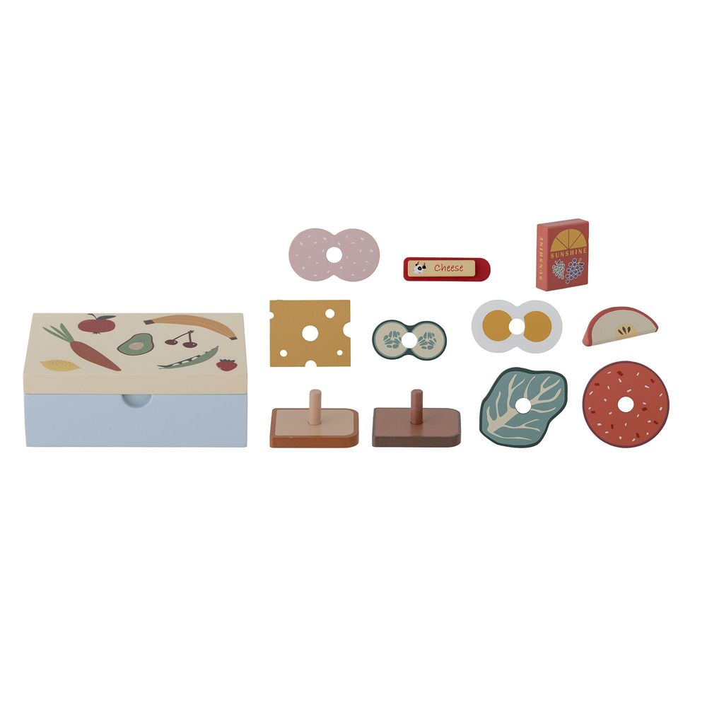 Toys - Thyra Play Set, Lunchbox, Blue, FSC®100%, MDF Set of 12 - BLOOMINGVILLE MINI