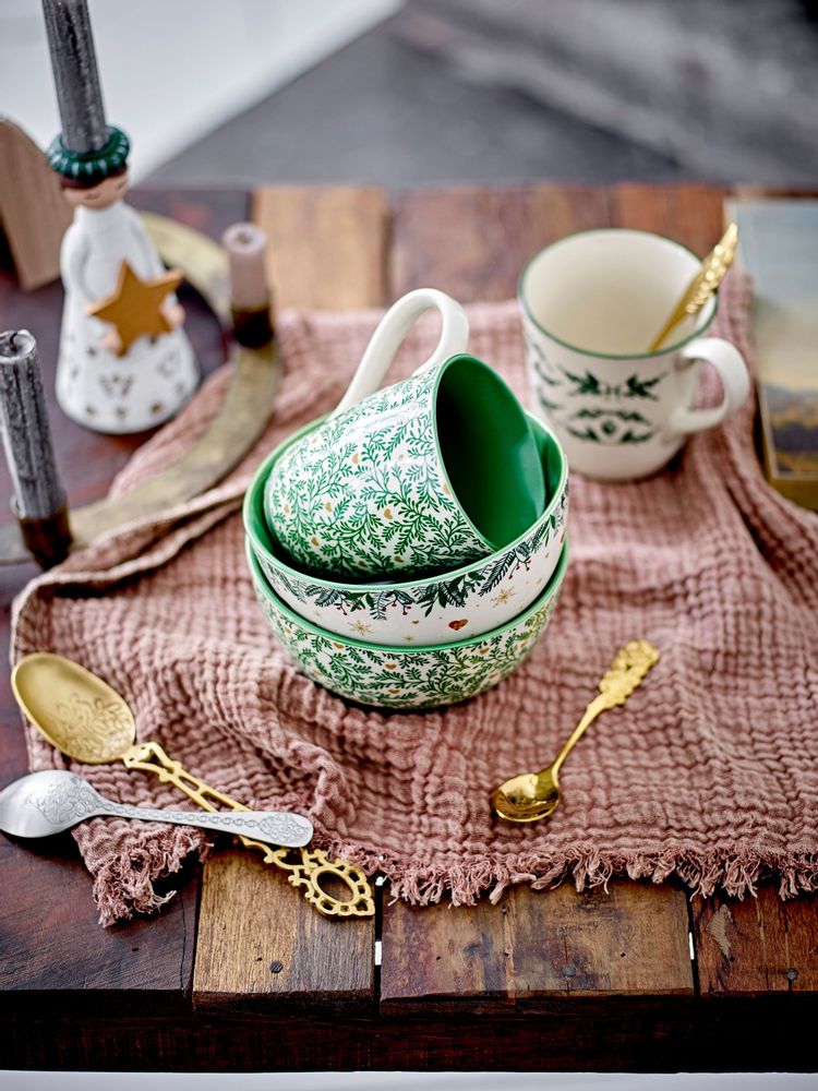 Mugs - Grazia Mug, Green, Stoneware Set of 2 - BLOOMINGVILLE MULTIBRAND HOUSE