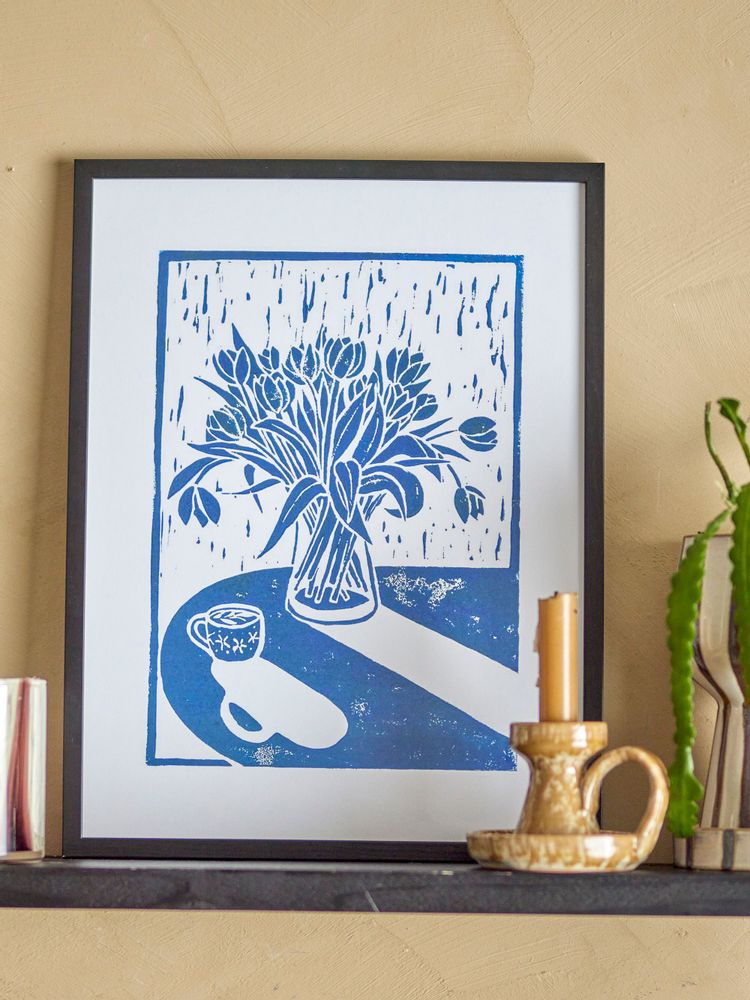 Autres décorations murales - Tulips Illustration avec cadre, Noir, Pin - BLOOMINGVILLE MULTIBRAND HOUSE