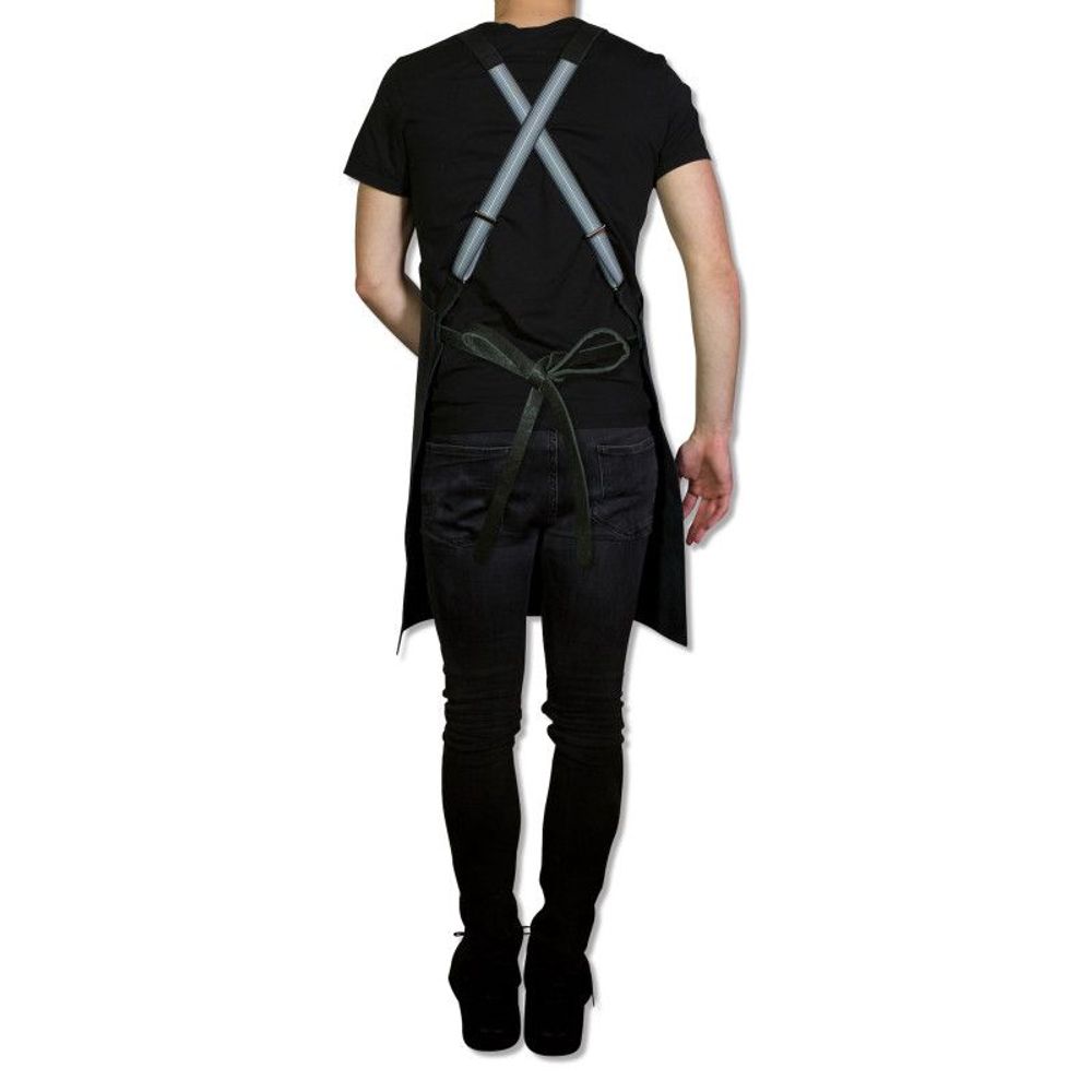 Aprons - TABLIER À BRETELLES SUSPENDER EN CUIR CLASSIC NOIR - DUTCHDELUXES INTERNATIONAL BV
