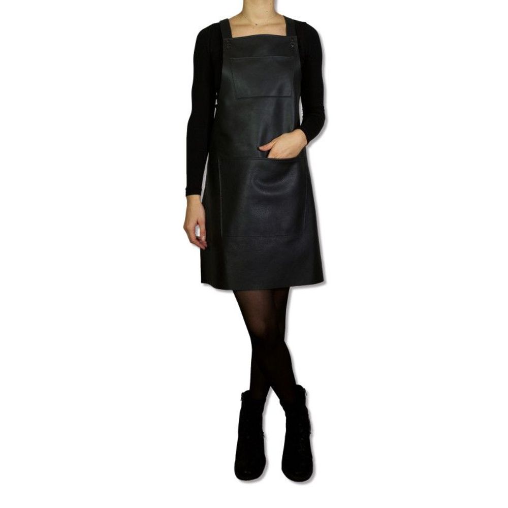 Aprons - TABLIER À BRETELLES SUSPENDER EN CUIR CLASSIC NOIR - DUTCHDELUXES INTERNATIONAL BV