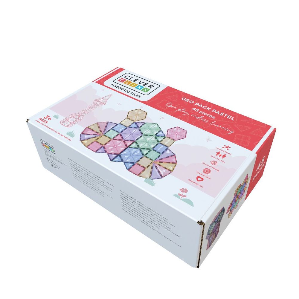 Jouets enfants - Cleverclixx Kit de Formes Géométriques de couleur pastel de 45 pièces - CLEVERCLIXX BV