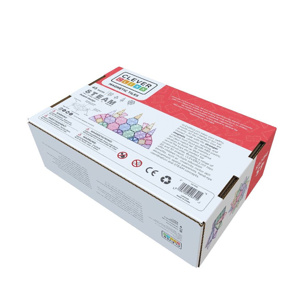 Jouets enfants - Cleverclixx Kit de Formes Géométriques de couleur pastel de 45 pièces - CLEVERCLIXX BV