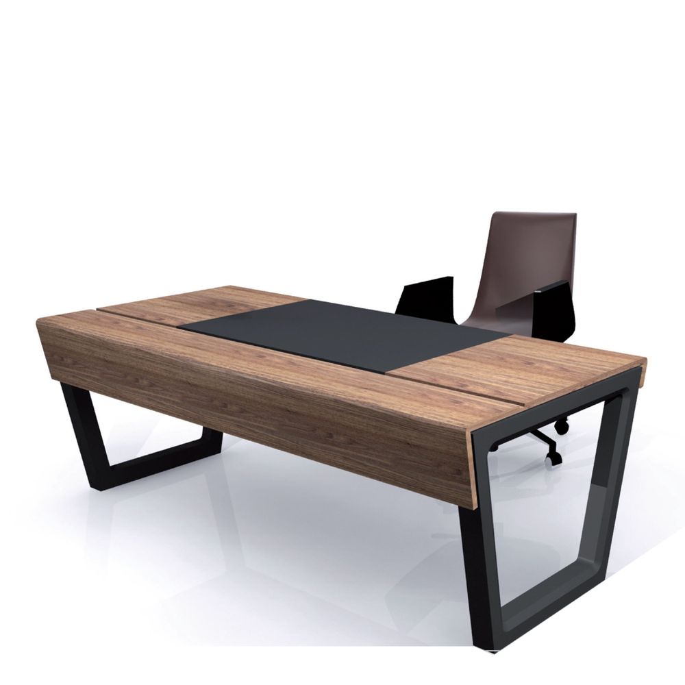 Desks - Professional wooden desk connected USB HDMI ELEC - leather desk pad - MON PETIT MEUBLE FRANÇAIS