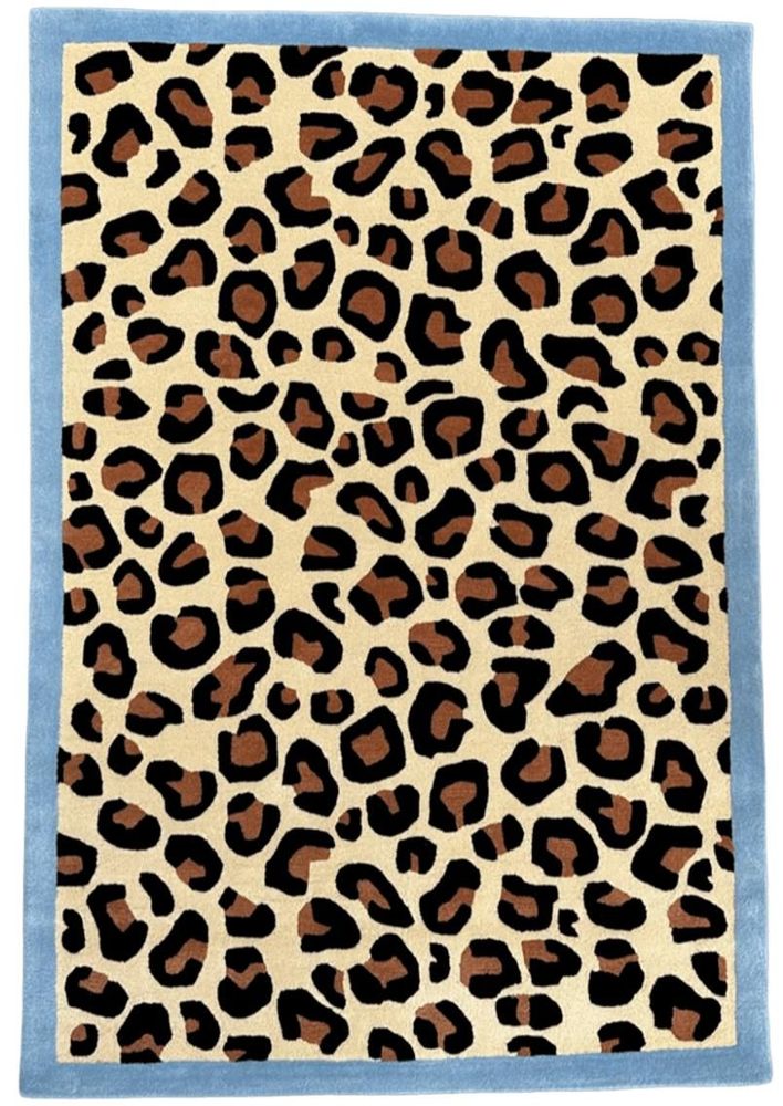 Design carpets - Blue Leopard Tufted Wool Rug - COLORTHERAPIS