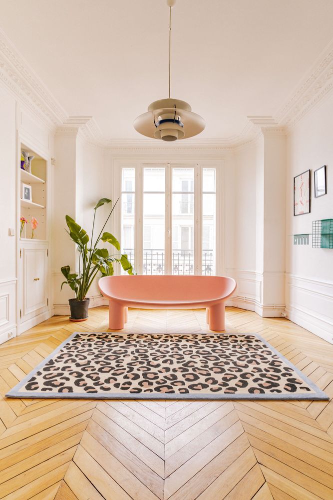 Design carpets - Blue Leopard Tufted Wool Rug - COLORTHERAPIS