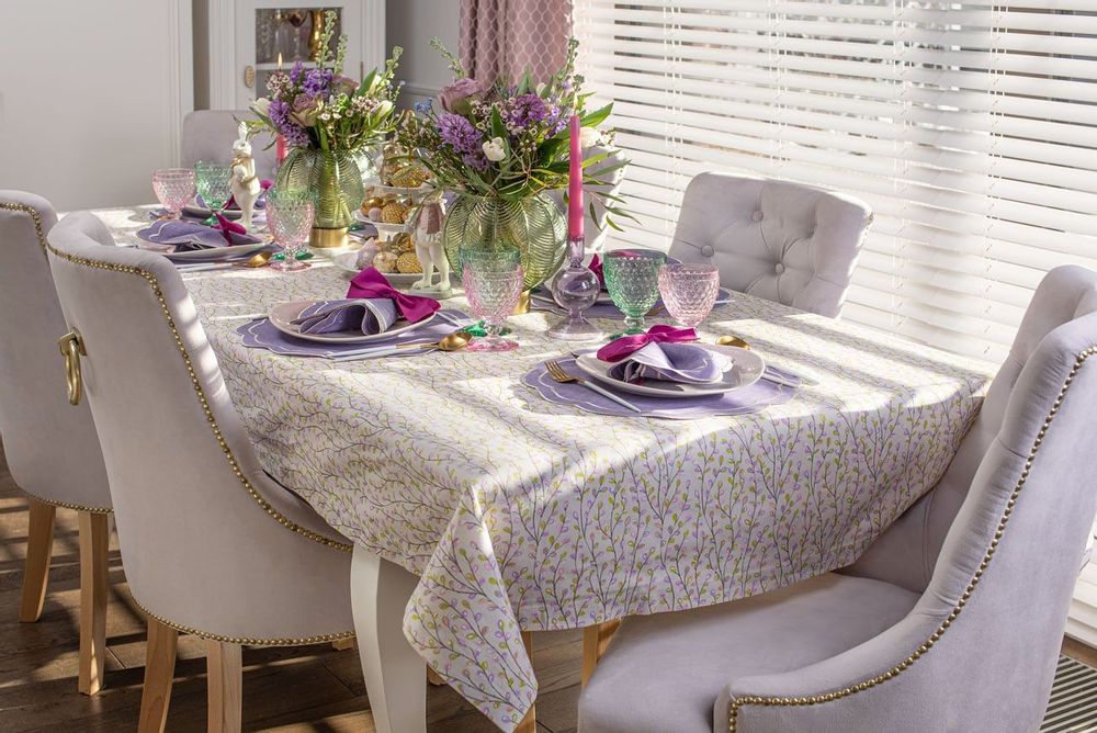 Linge de table textile - Nappe de table Purple Willow - 130 cm x 250 cm - ROSEBERRY HOME