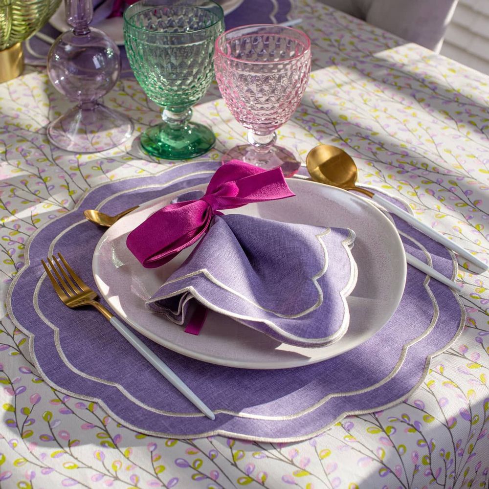 Linge de table textile - Nappe de table Purple Willow ronde ⌀ 210 cm - ROSEBERRY HOME