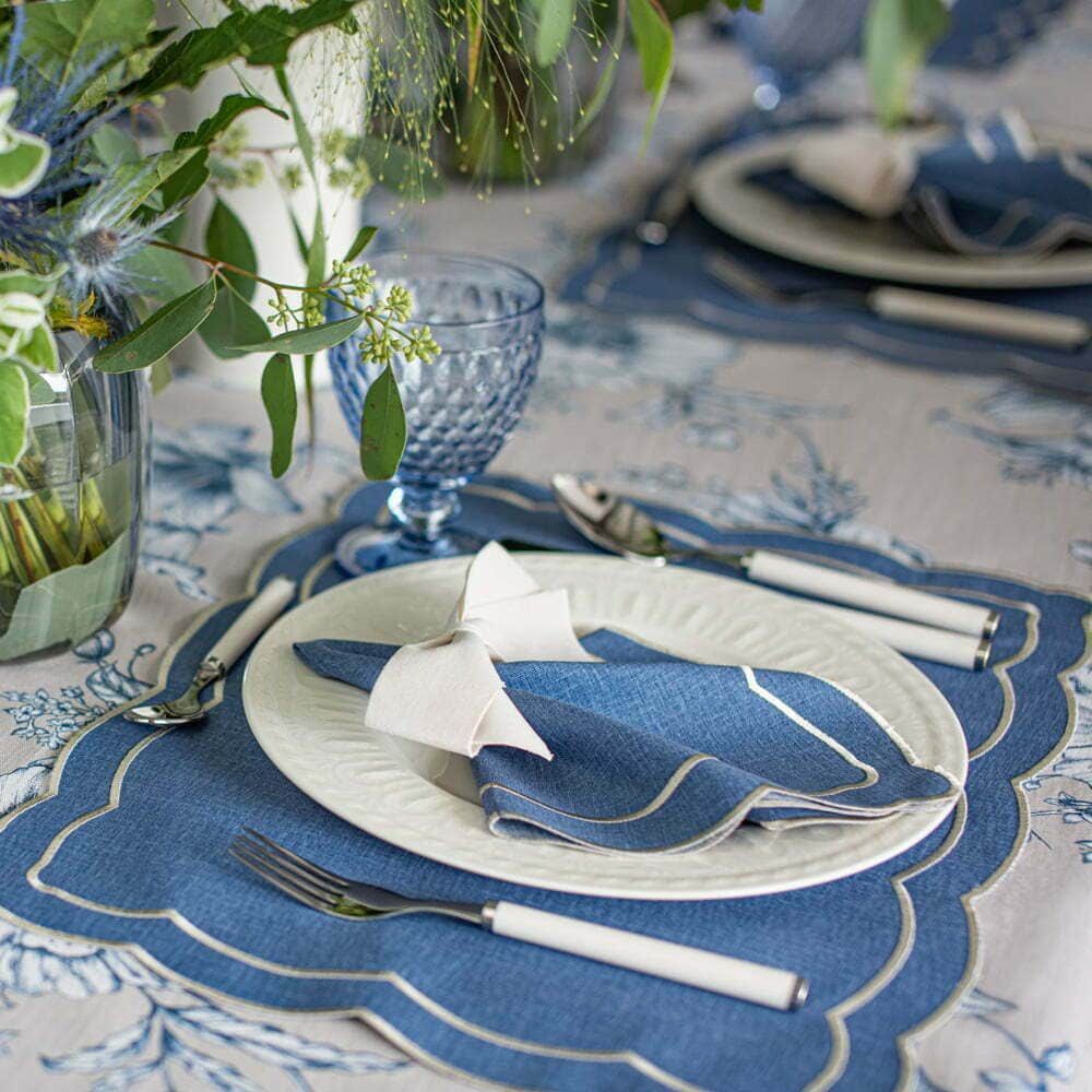 Linge de table textile - Nappe de table Blossom Blue - 130 cm x 300 cm - ROSEBERRY HOME