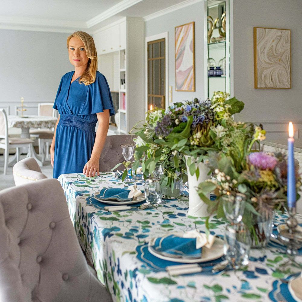 Table linen - Tablecloth Blue Sparrow - 130 cm x 250 cm - ROSEBERRY HOME