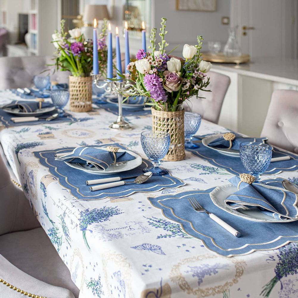 Table linen - Tablecloth Lavender - 130 cm x 250 cm - - ROSEBERRY HOME