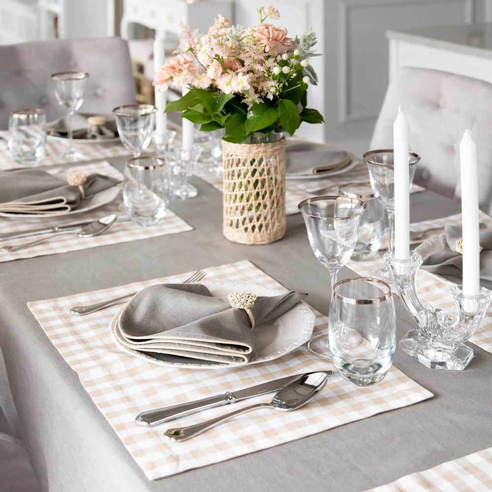 Linge de table textile - Nappe de table Royal Fango - 150 cm x 250 cm - ROSEBERRY HOME