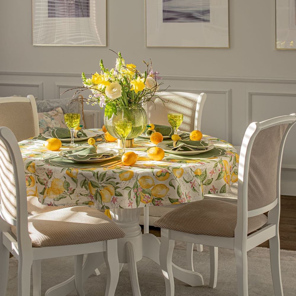 Table linen - Tablecloth Lemonade round - ⌀ 160 cm - ROSEBERRY HOME