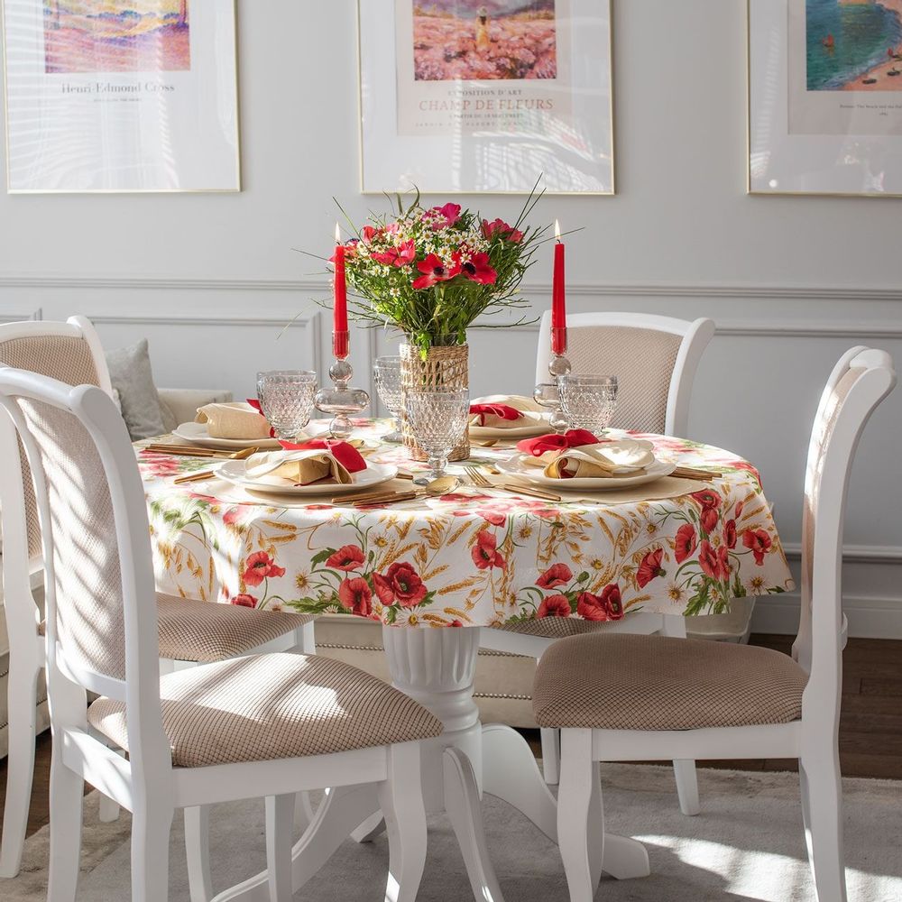 Table linen - Tablecloth Poppy round - ⌀ 160 cm - ROSEBERRY HOME