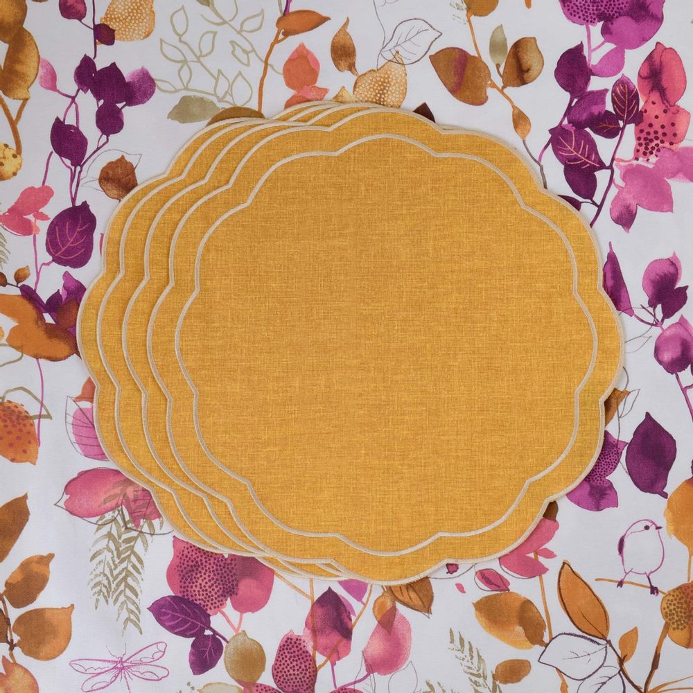 Linge de table textile - Nappe de table Purple Sparrow ronde - ⌀ 140 cm - ROSEBERRY HOME
