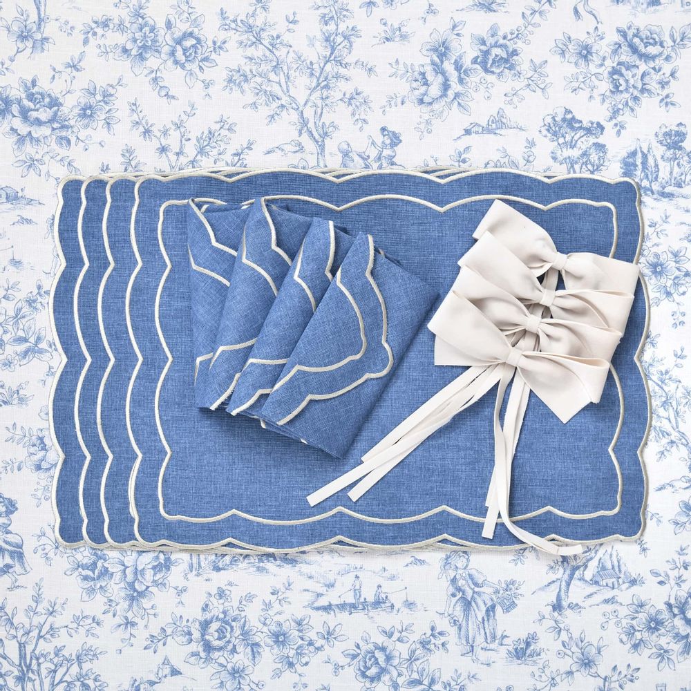 Linge de table textile - Nappe de table Toile de Jouy Blue - 140 cm x 250 cm - ROSEBERRY HOME