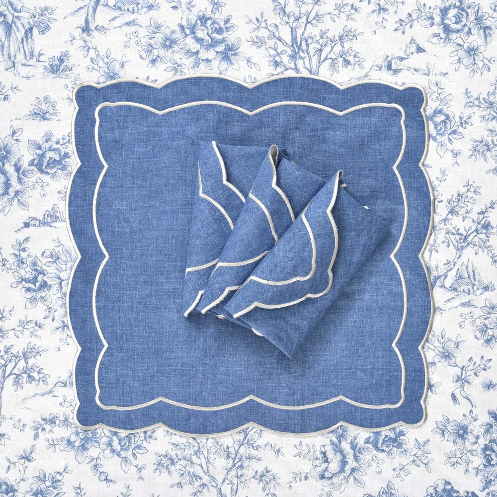 Linge de table textile - Nappe de table Toile de Jouy Blue - 140 cm x 250 cm - ROSEBERRY HOME