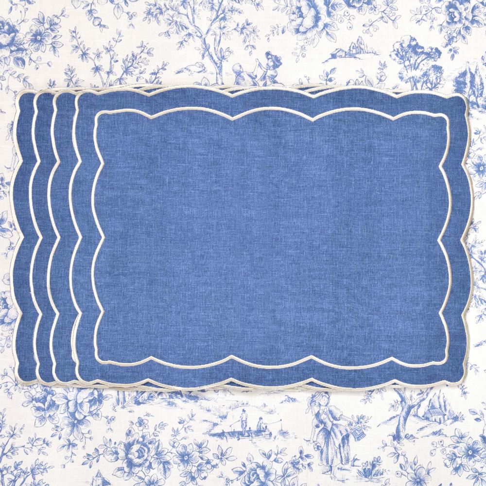 Linge de table textile - Nappe de table Toile de Jouy Blue - 140 cm x 250 cm - ROSEBERRY HOME