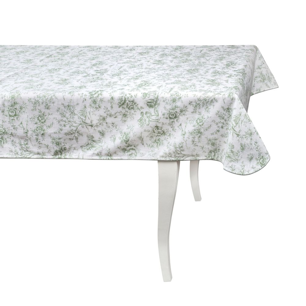 Table linen - Tablecloth Toile de Jouy Green - 140 cm x 300 cm - ROSEBERRY HOME