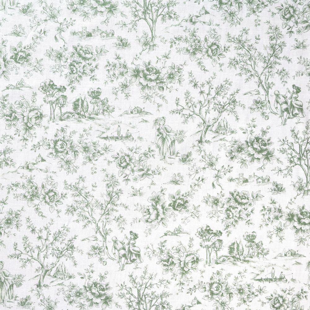 Table linen - Tablecloth Toile de Jouy Green - 140 cm x 300 cm - ROSEBERRY HOME
