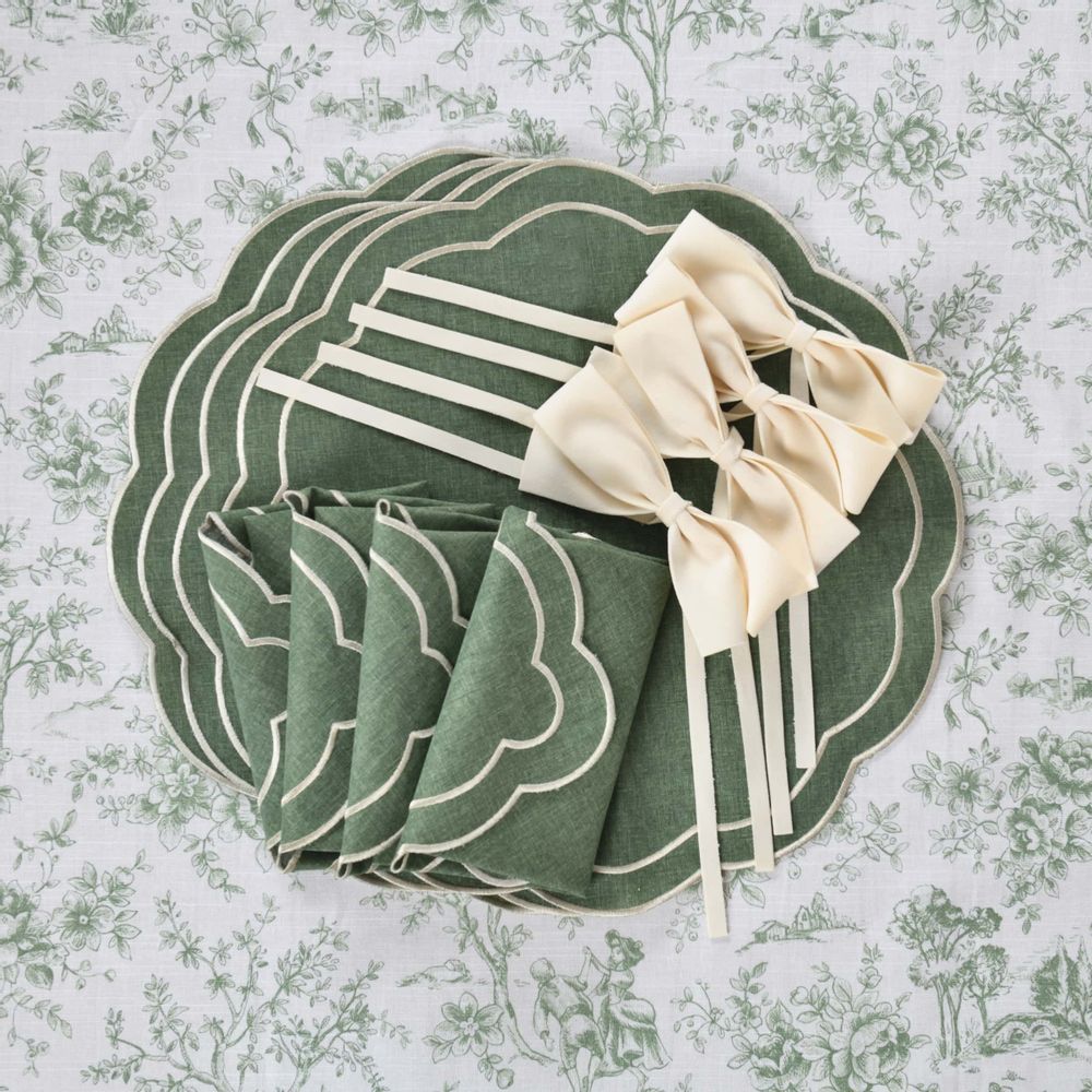Table linen - Tablecloth Toile de Jouy Green - 140 cm x 300 cm - ROSEBERRY HOME