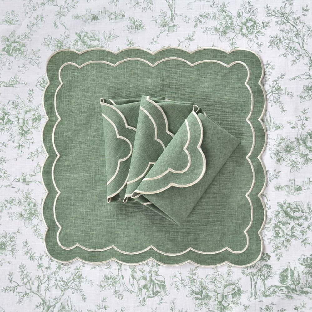 Table linen - Tablecloth Toile de Jouy Green - 140 cm x 300 cm - ROSEBERRY HOME