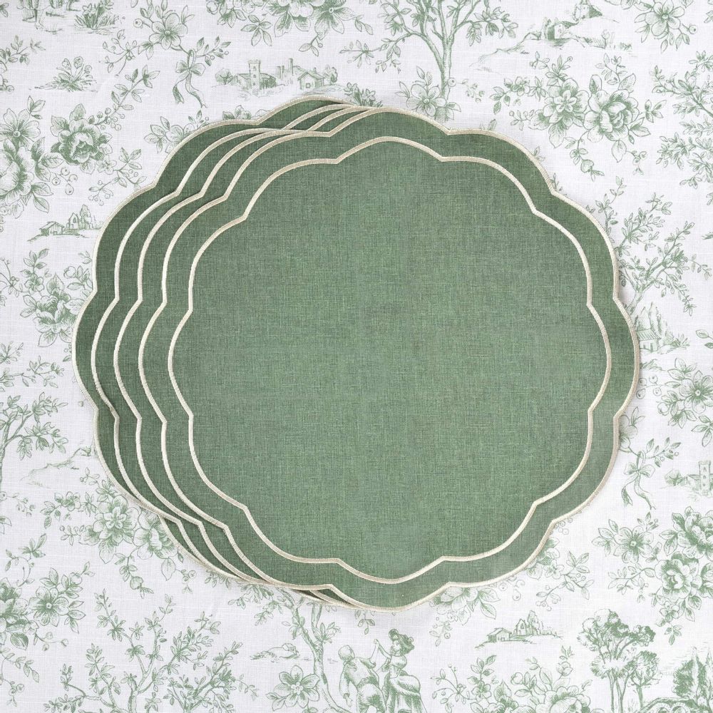 Table linen - Tablecloth Toile de Jouy Green - 140 cm x 300 cm - ROSEBERRY HOME