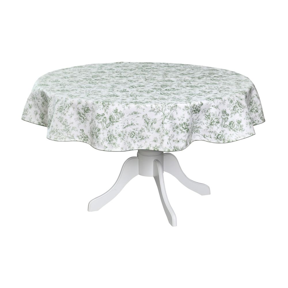 Table cloths - Tablecloth Toile de Jouy Green round - ⌀ 140 cm - ROSEBERRY HOME