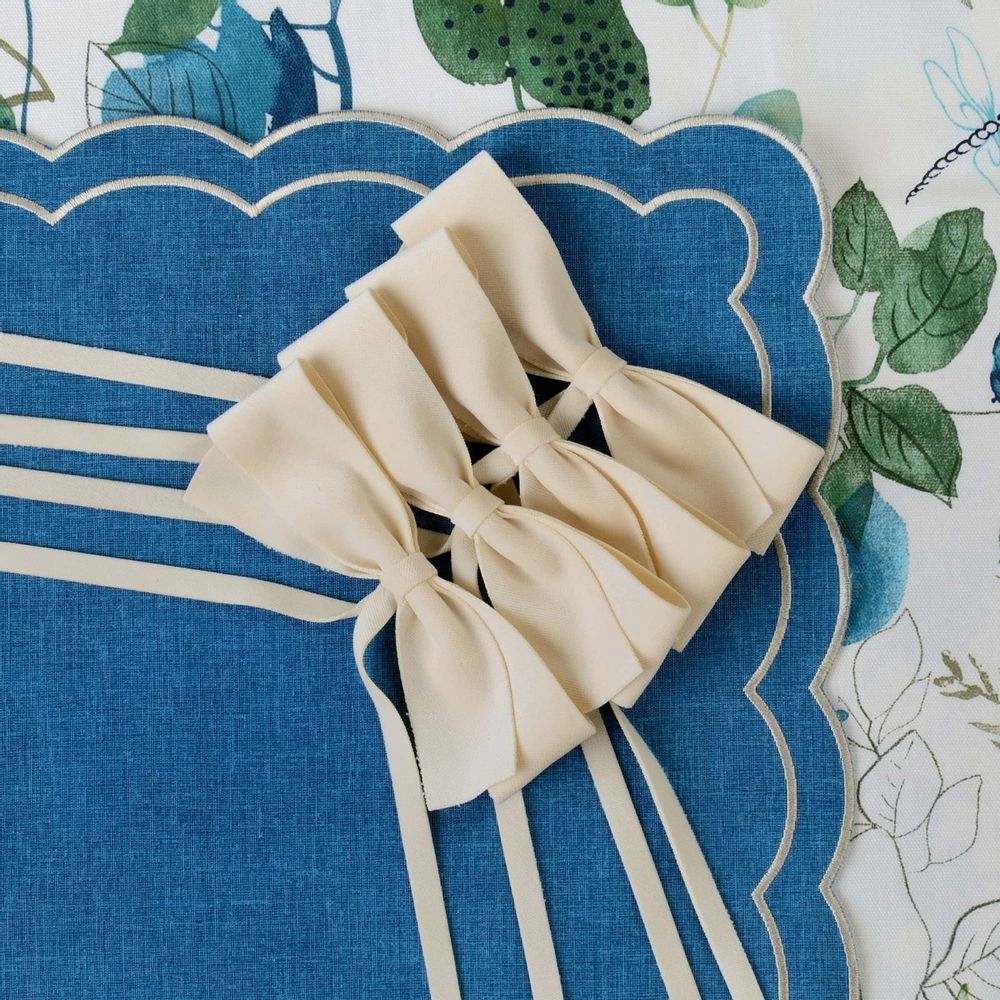 Table linen - Velvet bows Ivory Bows - 4 pieces - ROSEBERRY HOME