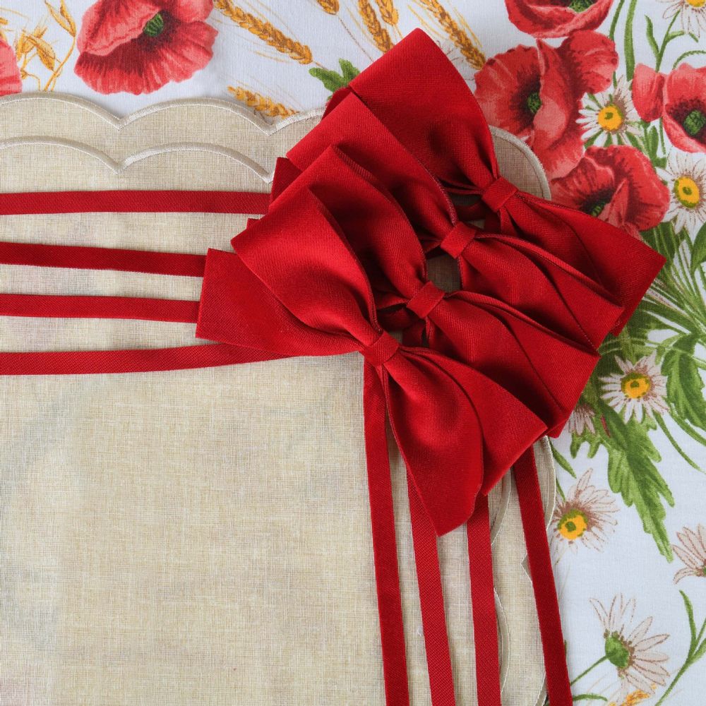 Linge de table textile - Arcs de velours Red Bows - 6 pièces - ROSEBERRY HOME