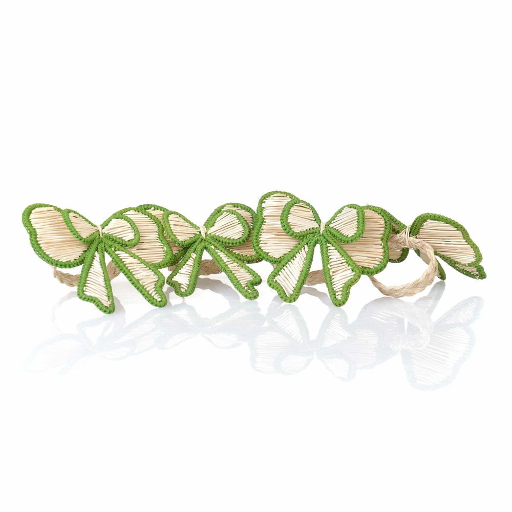 Table linen - Napkin rings Green Bows - 4 pieces - ROSEBERRY HOME