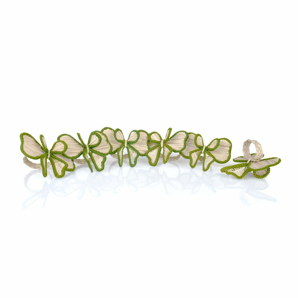 Linge de table textile - Ronds de serviette Green Bows - 6 pièces - ROSEBERRY HOME