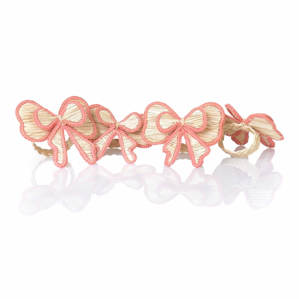 Table linen - Napkin rings Pink Bows - 4 pieces - ROSEBERRY HOME