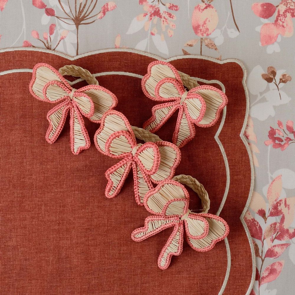 Table linen - Napkin rings Pink Bows - 4 pieces - ROSEBERRY HOME