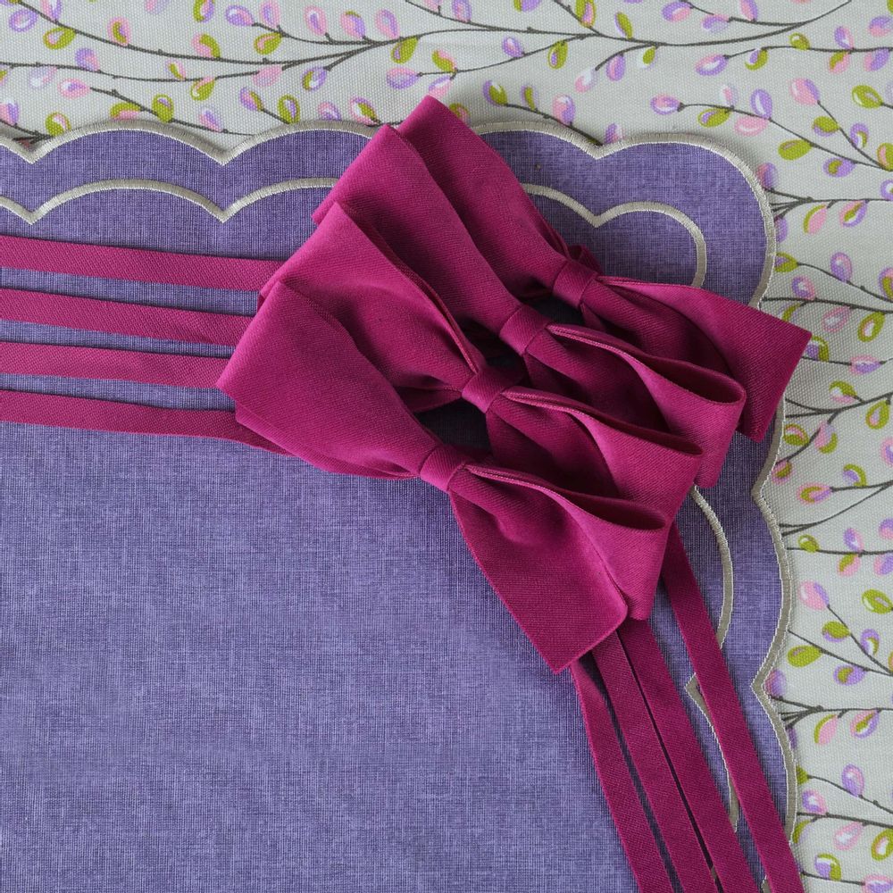 Table linen - Velvet bows Fuchsia Bows - 4 pieces - ROSEBERRY HOME