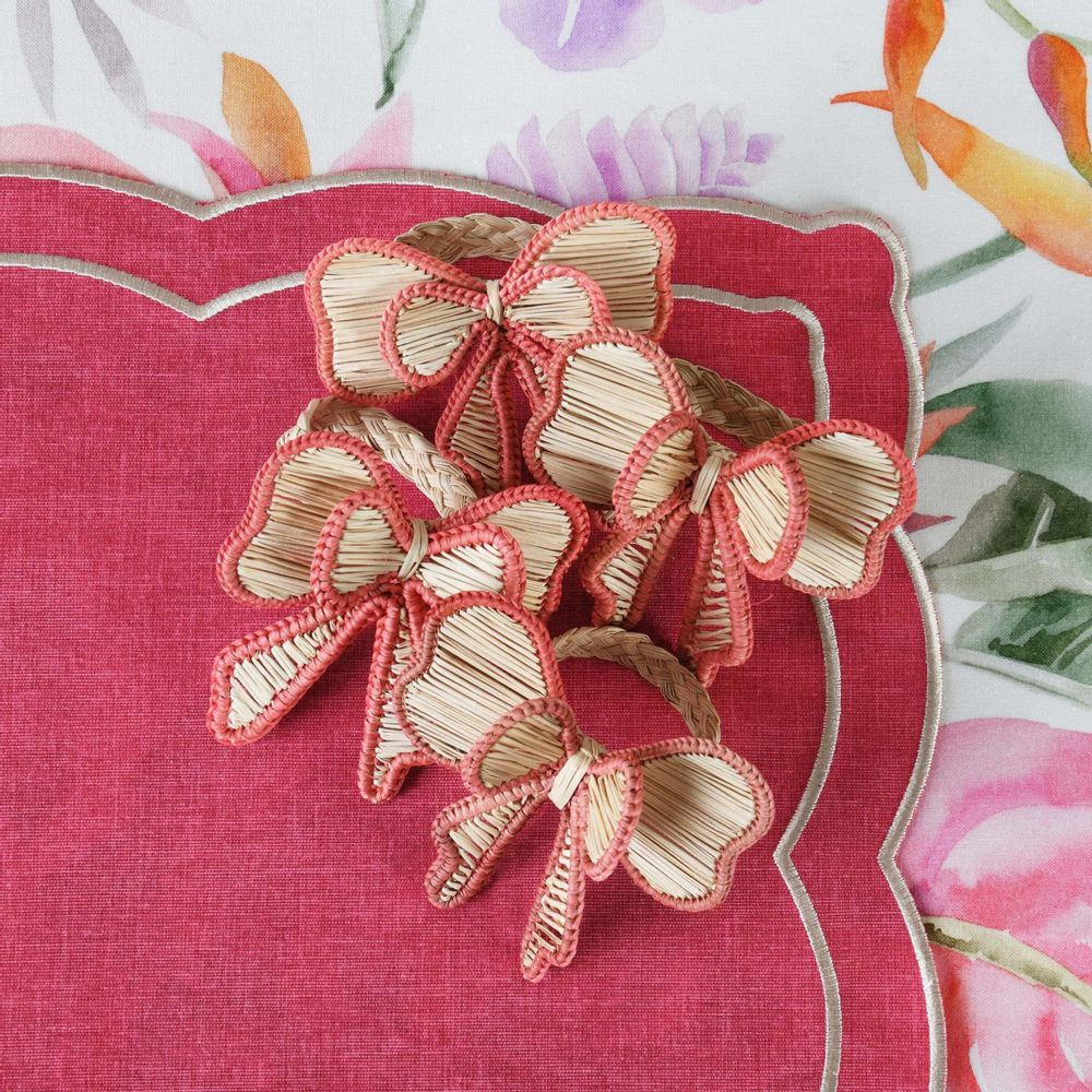 Table linen - Napkin rings Pink Bows - 4 pieces - ROSEBERRY HOME