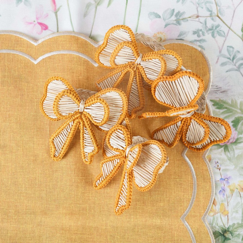 Table linen - Napkin rings Yellow Bows - 4 pieces - ROSEBERRY HOME
