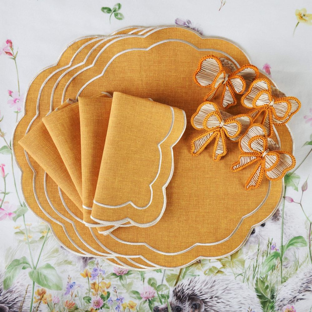 Table linen - Napkin rings Yellow Bows - 4 pieces - ROSEBERRY HOME
