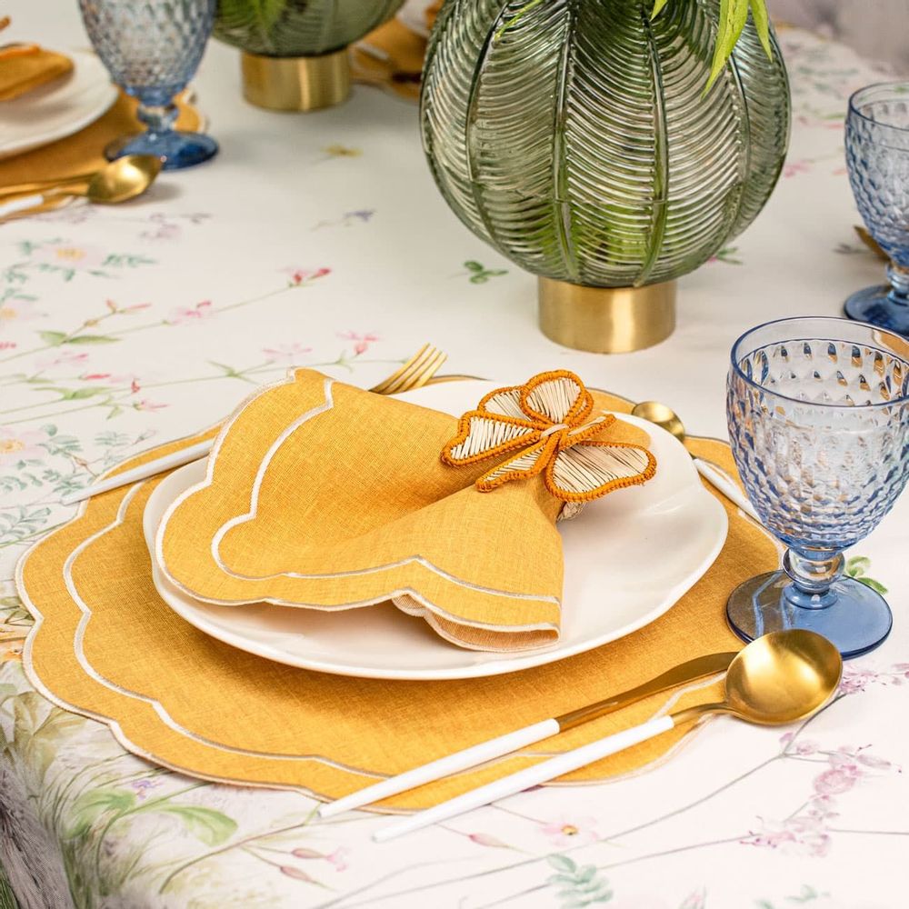 Table linen - Napkin rings Yellow Bows - 4 pieces - ROSEBERRY HOME