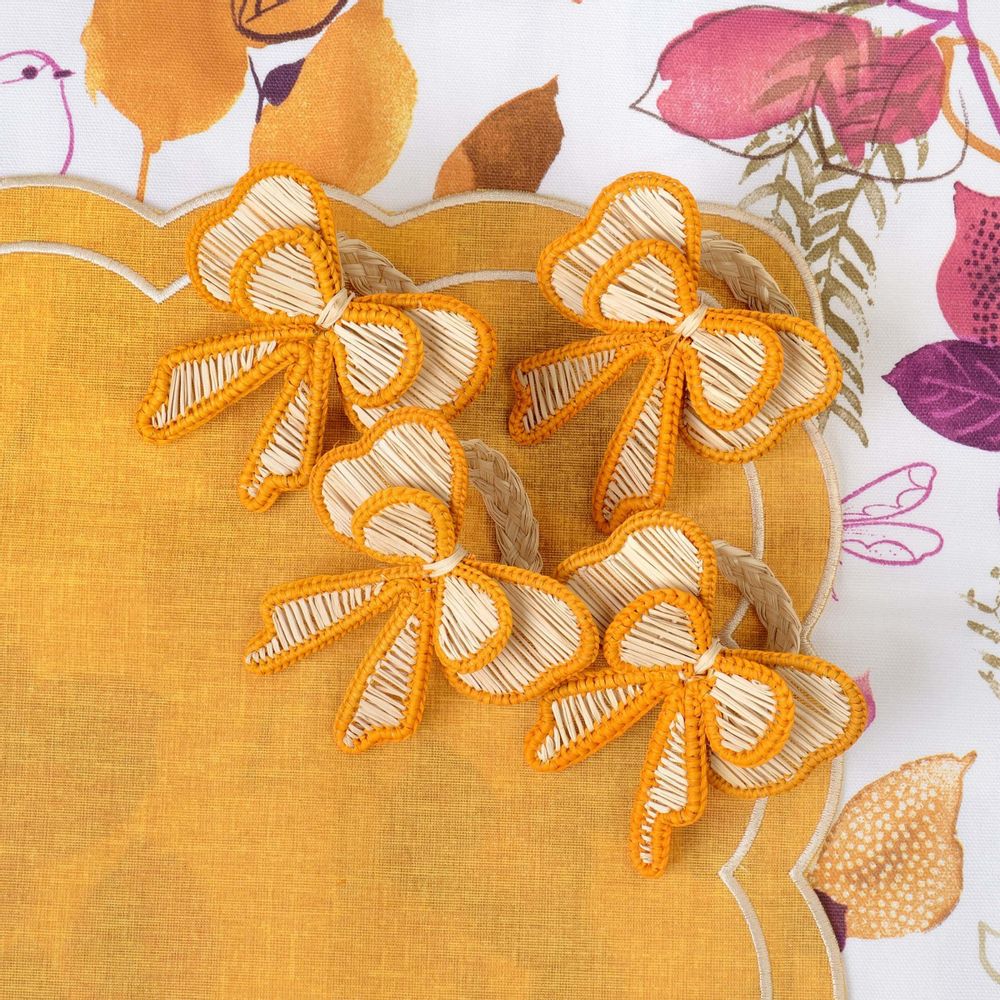 Table linen - Napkin rings Yellow Bows - 4 pieces - ROSEBERRY HOME